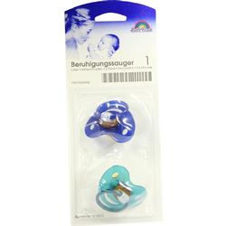 Verpackung mit zwei Schnullern in Blau und Petrol für Babys bis 6 Monate.