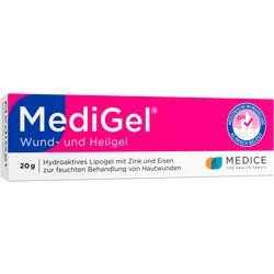 Eine Packung MediGel Wund- und Heilgel zur Behandlung von Hautwunden.